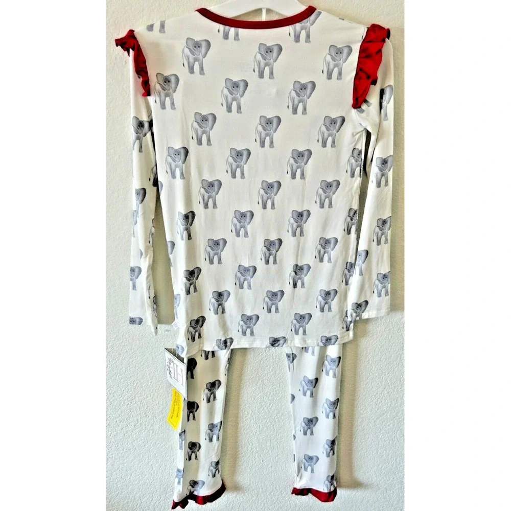 Hamner Hill Girls Elephant Ruffle Loungewear Set SZ 10-12‎ NWT